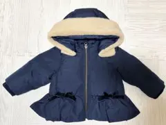 【petit main】ネイビー フレアシルエット ダウンコート 80cm