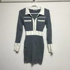 LIP SERVICE フロントZIPバイカラーニットワンピース