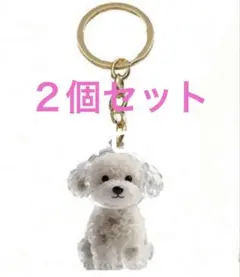 うちの子毛玉入れキーホルダー 2点セット トイプードルけだまだま風　犬の毛玉入れ
