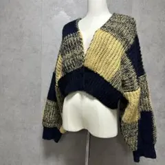 KBF　ケービーエフ　BIGチェックショートカーディガン　Free