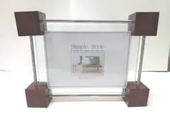 未使用 木製キューブクリップフォトフレーム M00882ブラウン