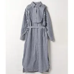 美品＊Drawer 4WAY コットンストライプ シャツワンピース ロング 羽織