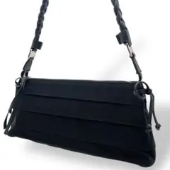 美品 Ferragamo ショルダーバッグ キャンバス レザー ヴァラリボン