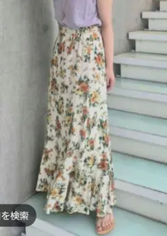 スローブイエナ 38 フラワープリント フレアロングスカート 花柄