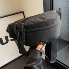 ボディバッグ ウエストポーチ 黒 軽量 ショルダー シンプル 男女兼用