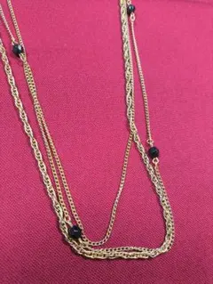 ゴールド 多重チェーン ネックレス　オニキス　ブラックストーン