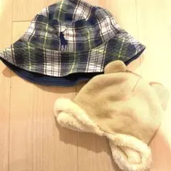 Ralph Lauren チェック柄バケットハットと耳付き帽子
