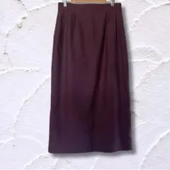 希少 80's タイトスカート バックスリット M 赤紫 ウール 上品 レトロ