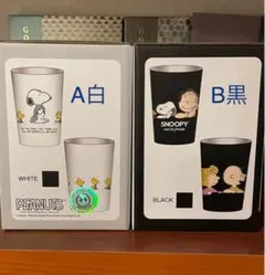 スヌーピー コンビニステンレスタンブラー 保温 保冷 ホルダー　A白　B黒　2点