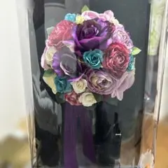 ウェディングブーケ 造花 紫 ピンク　ブーケトニアセット