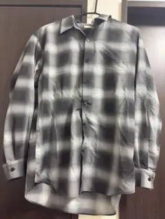 グレー系チェック 長袖シャツ S イージーケアシアーオーバーサイズシャツ　GU