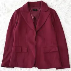 モディファイ テーラードジャケット ボルドー L きれいめ 上品　通勤　無地
