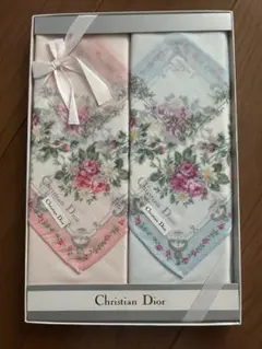 Christian Dior 花柄ハンカチ 2枚セット