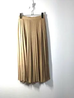 ユニクロUNIQLO✨シフォン　プリーツ　ロング丈　ウエストゴム　ベージュ　S