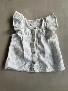 H&M フリル袖 ホワイトシャツ 6M