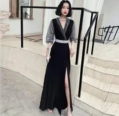 ☆新品未使用品 ロングスカートドレス スリット入☆