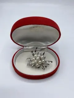 シルバー刻印　花型ブローチ 6-7 ㎜パール10個付き　本真珠