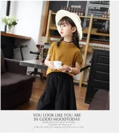 新品　子供服 半袖 ワイドパンツ カジュアル ブラウン　ブラック