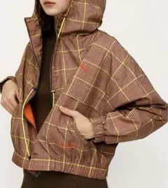 PUMA SLY コラボ　ジャケット ブラウン チェック柄 フード付き