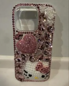 【iPhone16pro対応】ハローキティストーンデコケース