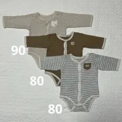 ベビー肌着 長袖ストライプ 3点セット