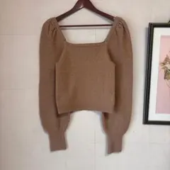 H＆M パブスリーブセーター　スクエアネック　着回し　ニット　ボリュームスリーブ