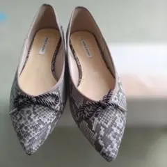 MODE ET JACOMO ヘビ柄ポインテッドトゥシューズ 23cm■超美品