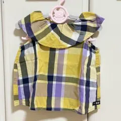 BREEZE チェック柄 フリル襟 シャツ 90