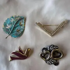 ヴィンテージ調 ブローチ＆スカーフクリップ 4点セット（パリ購入含む）