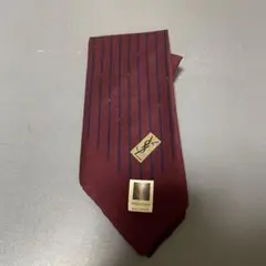 YSL バーガンディ ストライプ ハンカチ