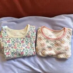 ベビー肌着花柄 長袖2枚セット