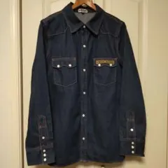 矢沢永吉　デニム　デニムシャツ　デニムジャケット E.YAZAWA 矢沢永吉 デニムシャツ ウエスタンシャツ 刺繍 M