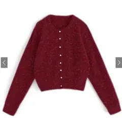 GRL ラメフェザーニットカーディガン レッド