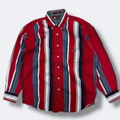【イ】Ralph Lauren Chaps ストライプボタンダウンシャツ 古着