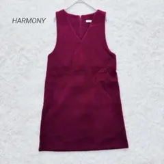 HARMONY ノースリーブワンピース 膝丈 Vネック 高級感 ボルドー F