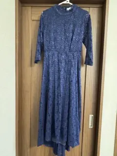 XL ダークブルー　ネイビー レースドレス　パーティードレス