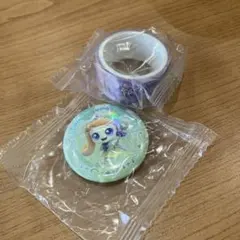 キャッチ！ティニピン くら寿司 オーロラ缶バッジ　マスキングテープ　セット