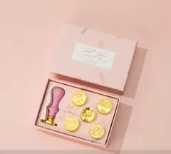 シーリングスタンプ セット ヘッド 6個 ピンク　ハンドル 紋章 桜 薔薇