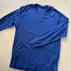 UNIQLO ネイビー Vネック 長袖カットソー XXL