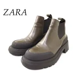 美品✨ザラ ZARA ブラウン レザー サイドゴアブーツ 厚底 36