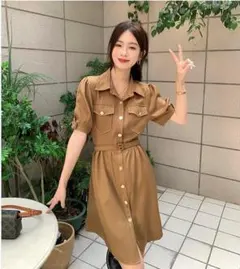 大きいサイズ レディース 秋　冬 ワンピース　前ボタン　新品 長袖　春