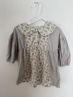 テータテート　グレー 花柄 女の子　長袖　ワンピース 80cm