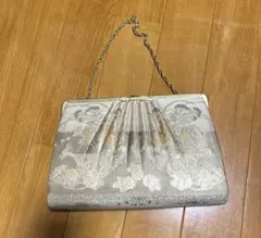 花柄刺繍 ゴールド 和装用バッグ　パーティー　結婚式　成人式