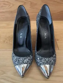 DIANA黒・シルバー グリッター ハイヒール 約10cm