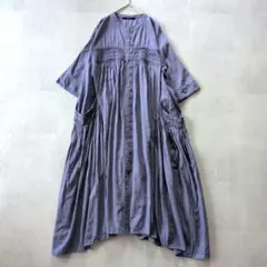 ミューニック　コットンビスコースボイルタックワンピース　シャツワンピース