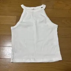 GU ホワイトリブ編みタンクトップ S