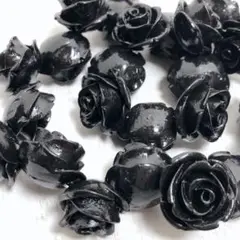 dp496/SALE！人工石◇バラ　ブラック　約20mm1連※丸タイプ