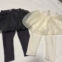 黒スパンコール付きスカンツ チュールスカートレギンス付き 90cm プティマイン