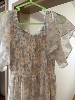 ナイスクラップ　花柄シースルー半袖ロングワンピース