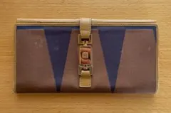 ビンテージGUCCIオールドグッチゴールド金具使いレトロモダン多機能多収納長財布